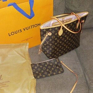 Designer Neverfull Pink Interior Tote Brown Purse TAKING OFFERS PLEASE HELP SELL